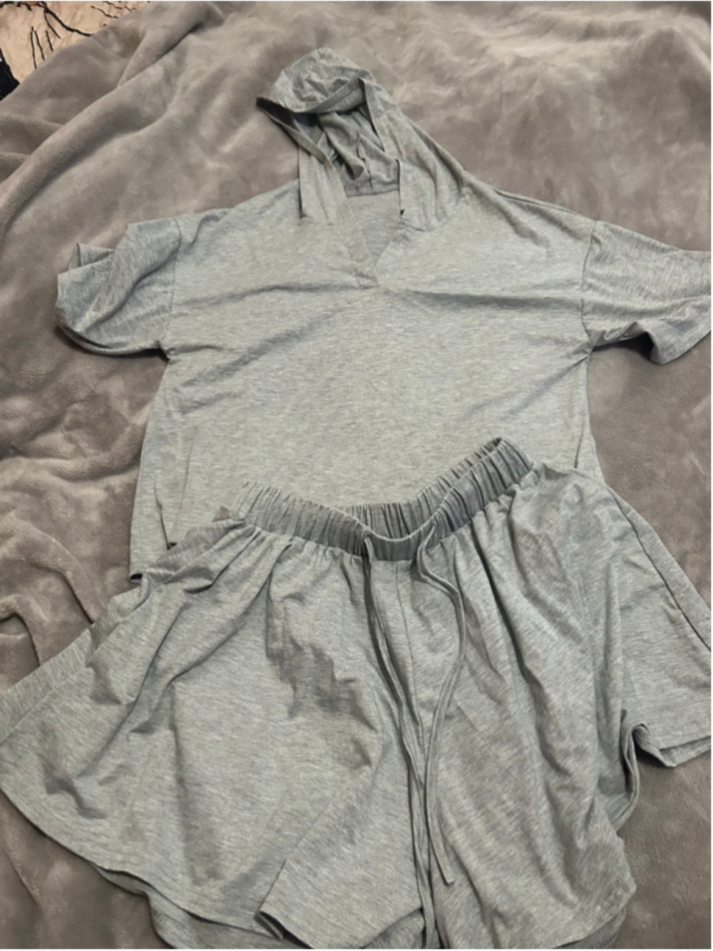 Women's Unbranded Gray Hoodie & Shorts Set M
